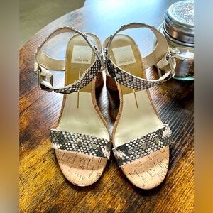 Dolce Vita Women's Cork Wedge Sandals in Snake Print size 6.5